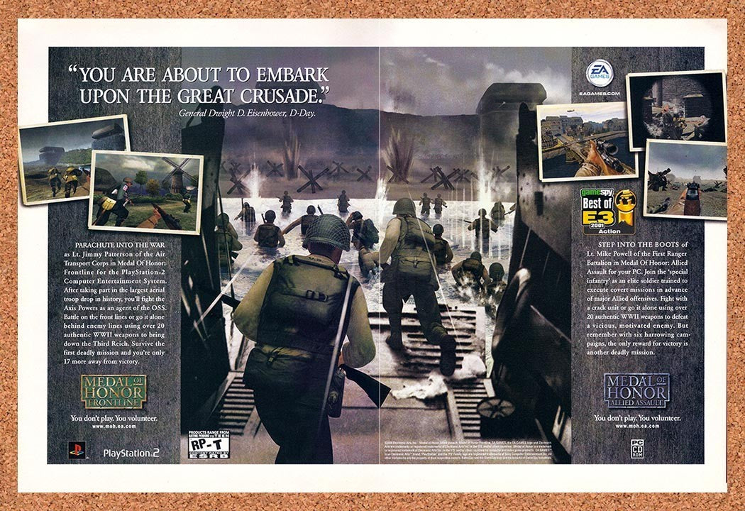2002 Medal Of Honor Allied Assault PS2 Original Advertisement / Retro Promo v3