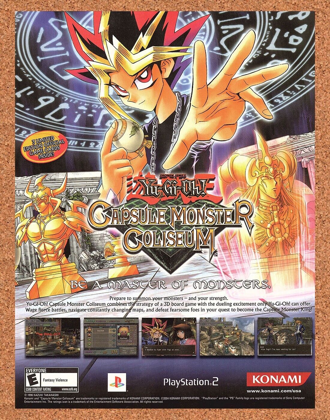 Original 2004 Yu-Gi-Oh Monster Coliseum PS2 Vintage Ad - Video Game Promo