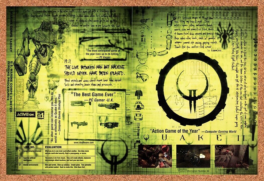 1996 Quake II PC Original Advertisement / Retro Wall Art v2