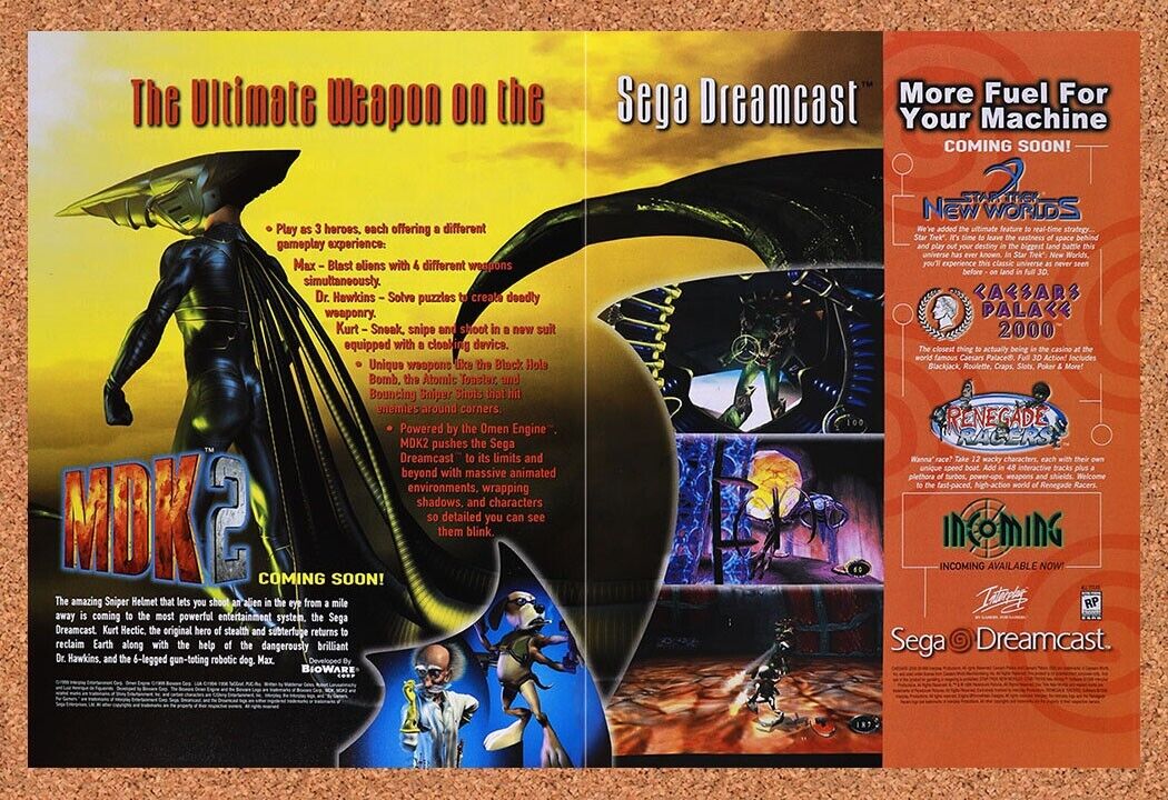 1999 MDK 2 Dreamcast Original Advertisement / Retro Wall Art v6