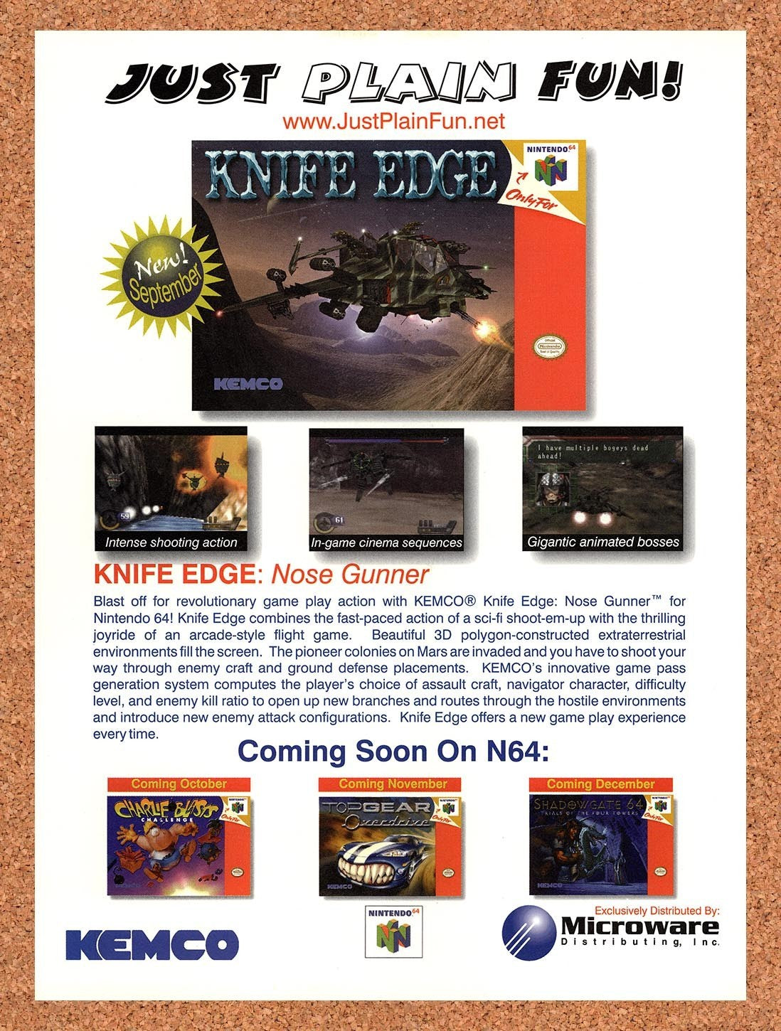 1998 Knife Edge N64 Original Advertisement / Retro Promo v1