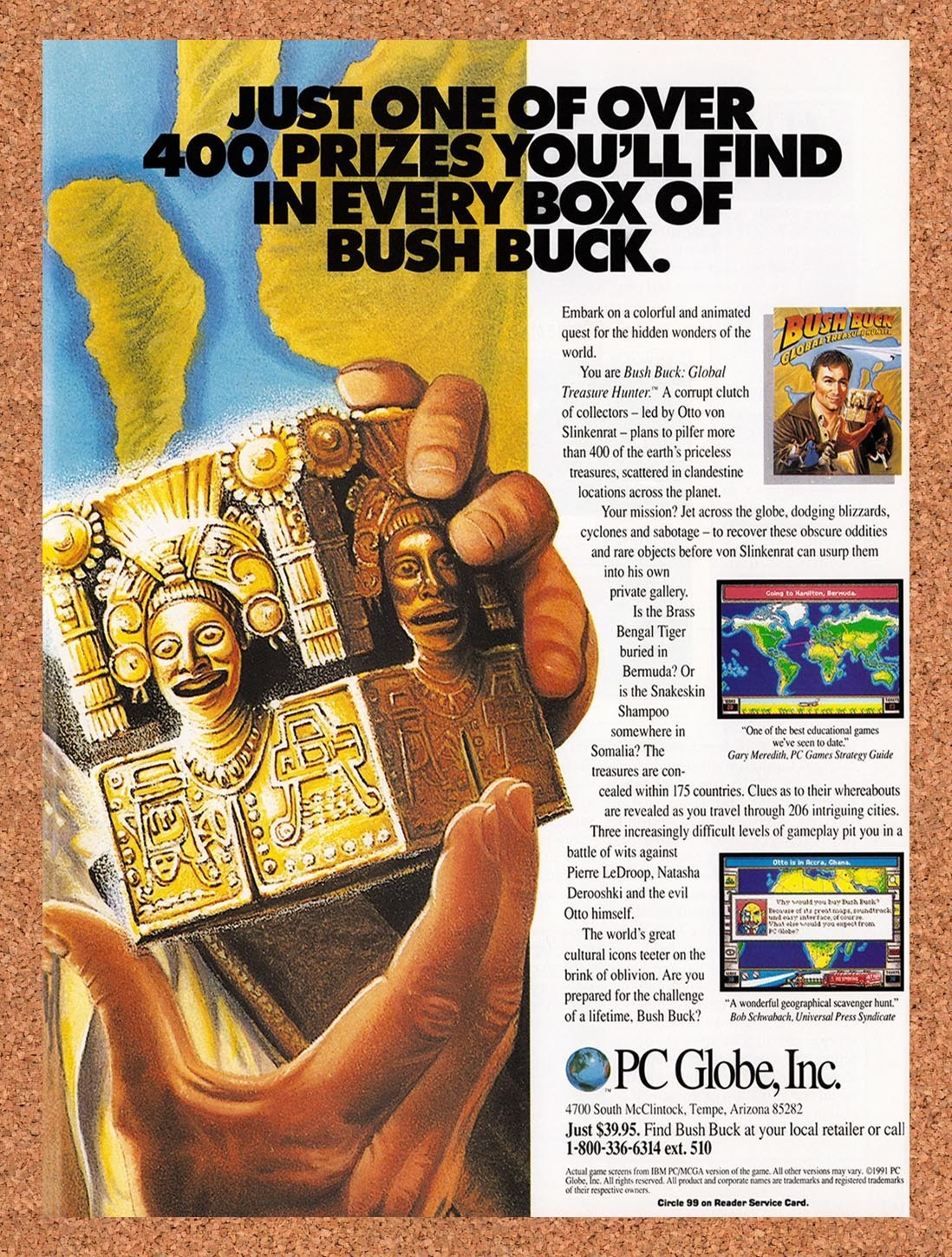 1992 Bush Buck Global Treasure Hunter IBM Original Advertisement / Promo v1
