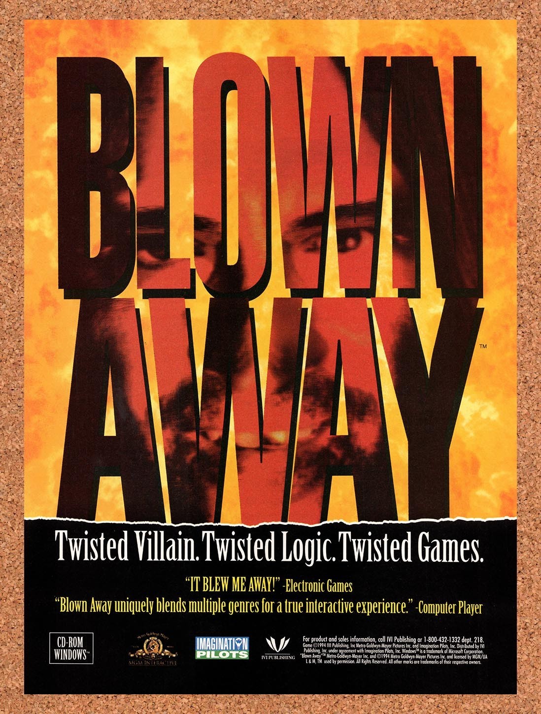 1995 Blown Away PC Original Advertisement / Retro Promo v1