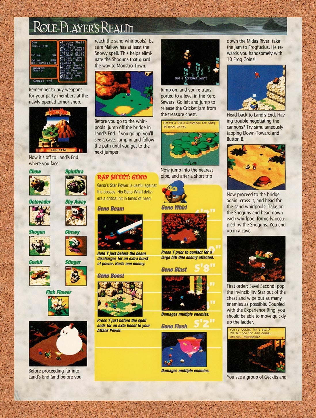 1997 Mario RPG Geno Rap Sheet Original Advertisement / Retro Promo vr9
