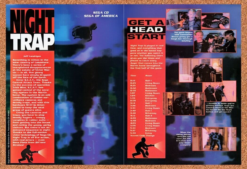 1993 Night Trap Sega CD Original Advertisement / Retro Wall Art v3