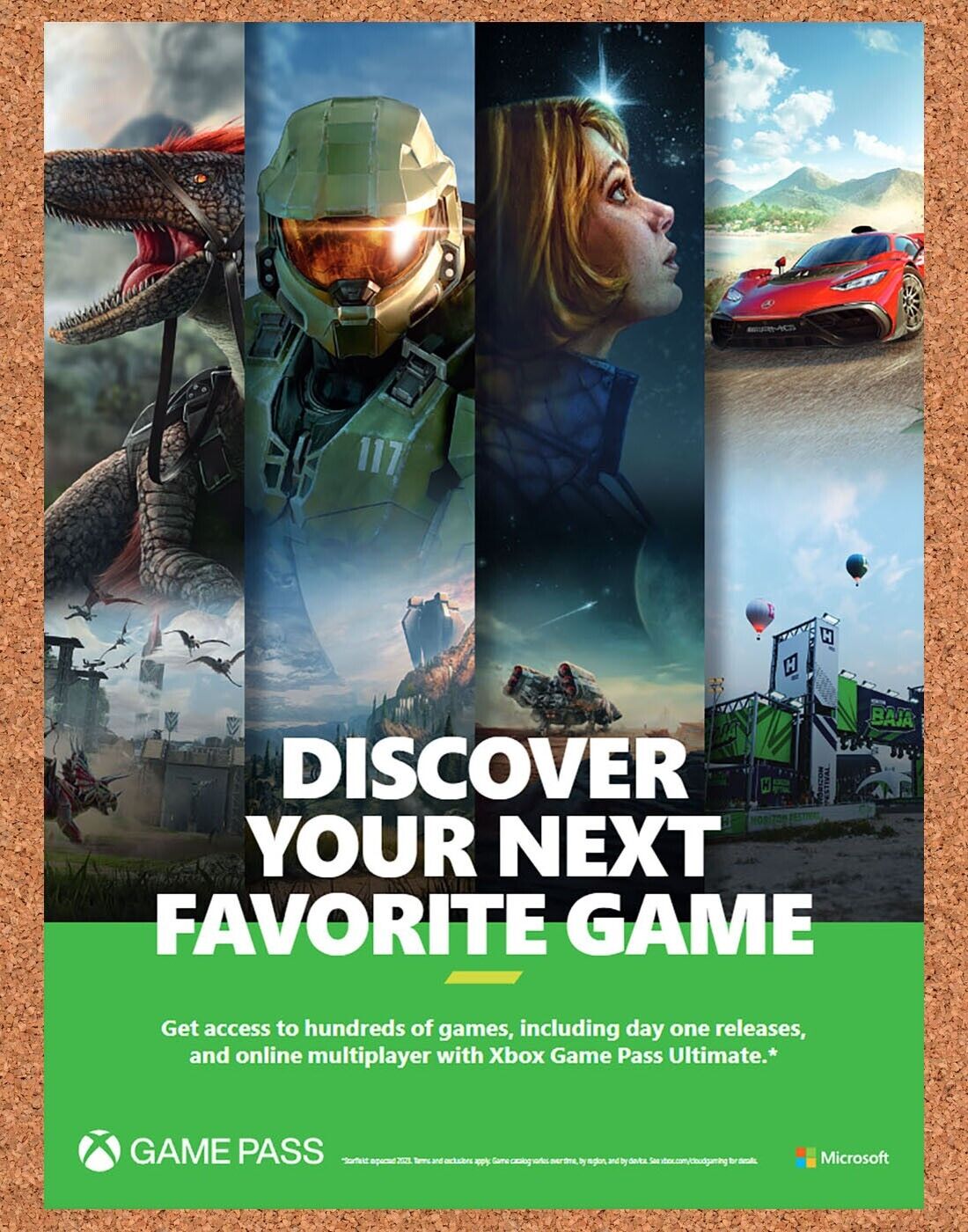 Microsoft Xbox Game Pass Original 2023 Vintage Ad - Halo Video Game Promo
