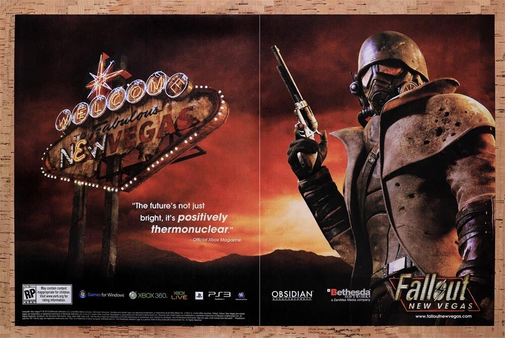 2010 Fallout New Vegas Xbox 360 Original Advertisement / Retro Wall Art v2
