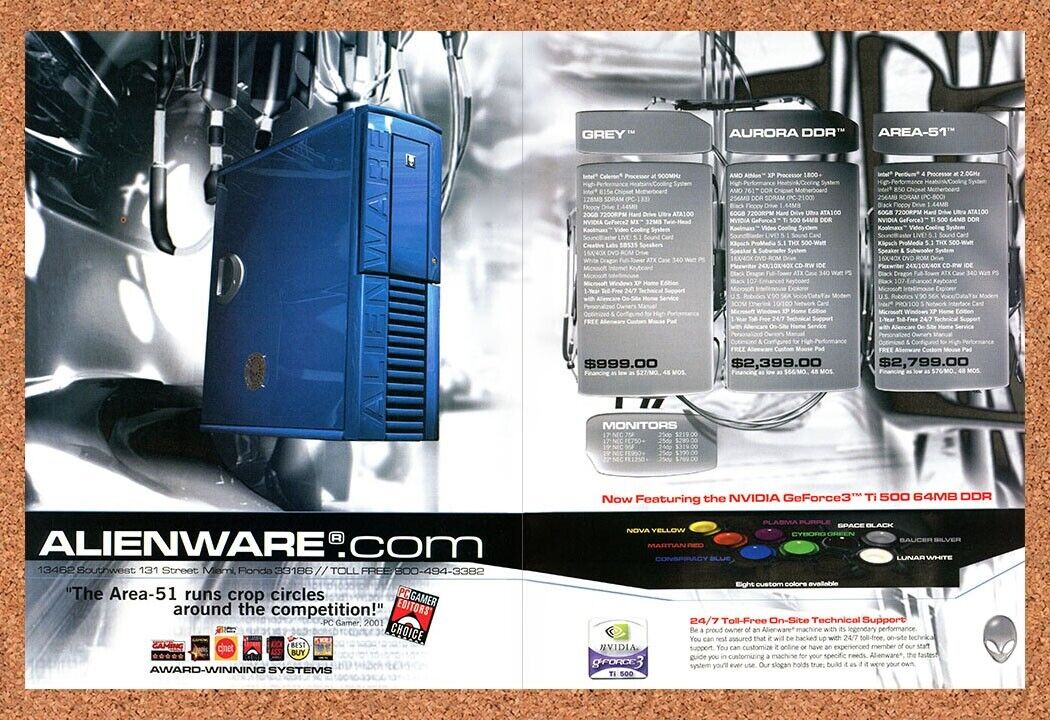 Alienware Gaming PC Original 2003 Ad Authentic Aurora DDR Retro Tech Promo