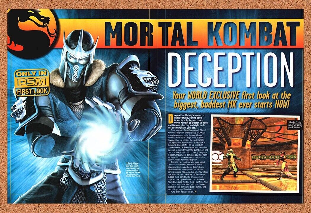 Original 2003 Mortal Kombat Deception PS2 Vintage Ad - Video Game Promo