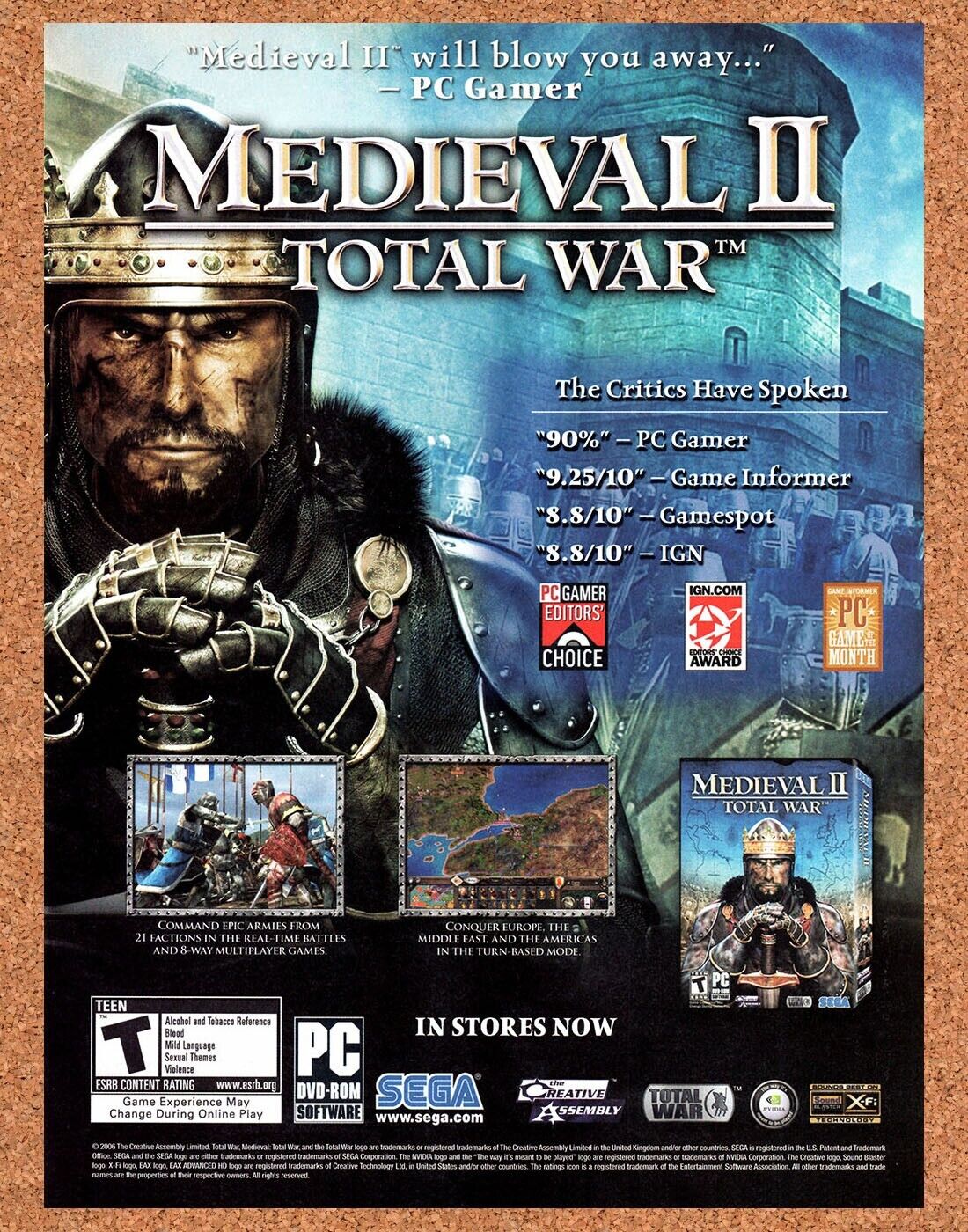 Medieval II Total War PC Original 2007 Vintage Ad - RTS Video Game Promo