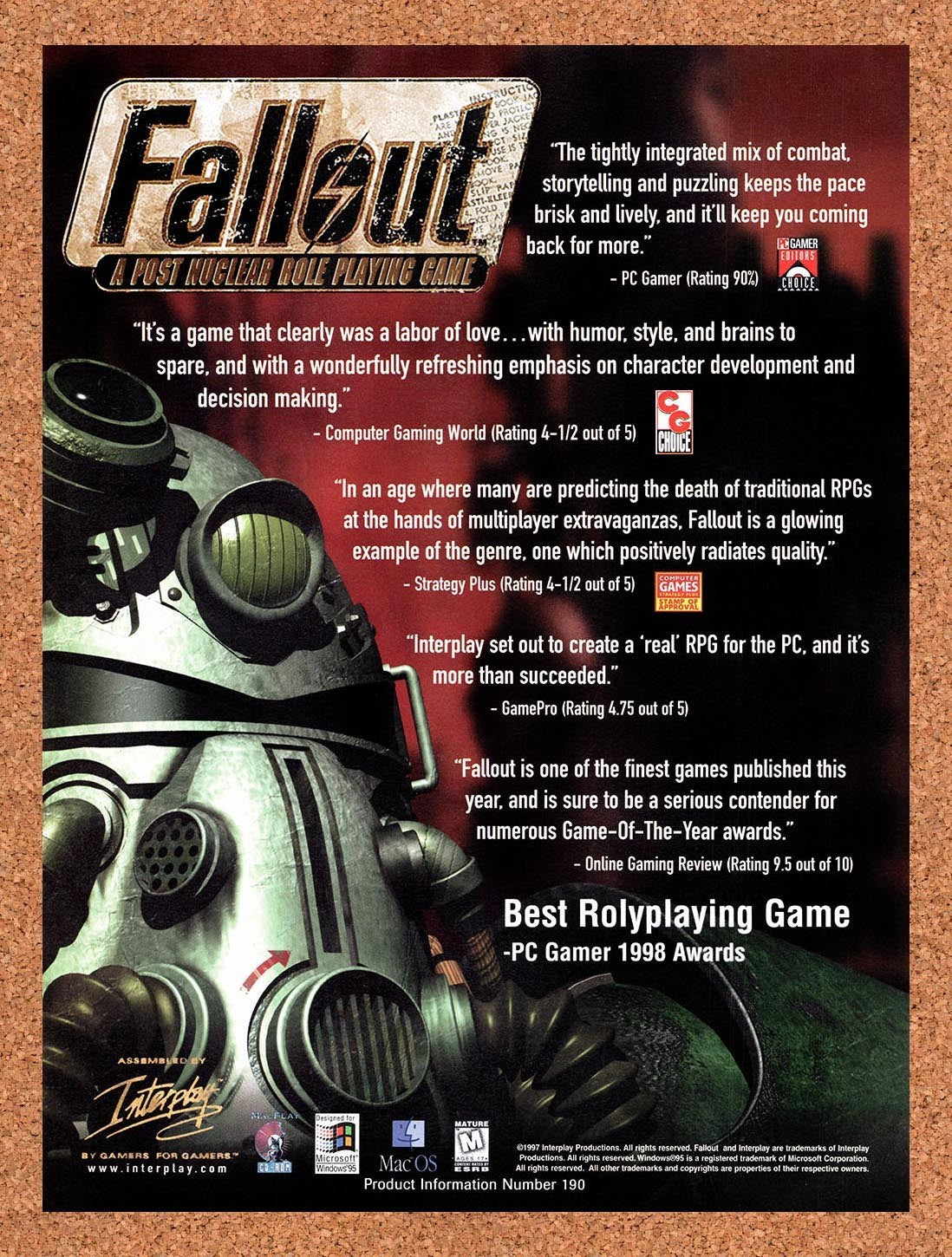 1998 Fallout PC Original Advertisement / Retro Promo v2