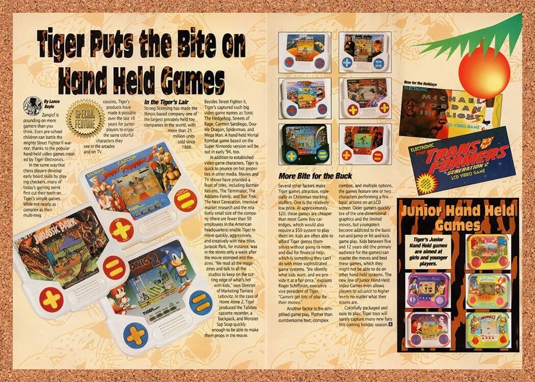 1993 Tiger Electronics Hand Held Games Original Ad / Retro Wall Art v1