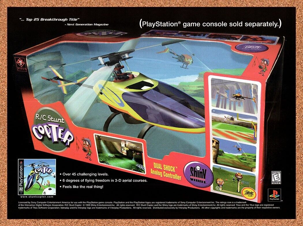 RC Stunt Copter PS1 Original 2000 Vintage Ad - Video Game Promo