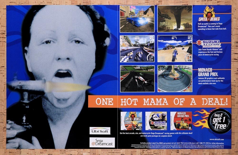 1999 Ubisoft Dreamcast Games Original Advertisement / Retro Wall Art v4