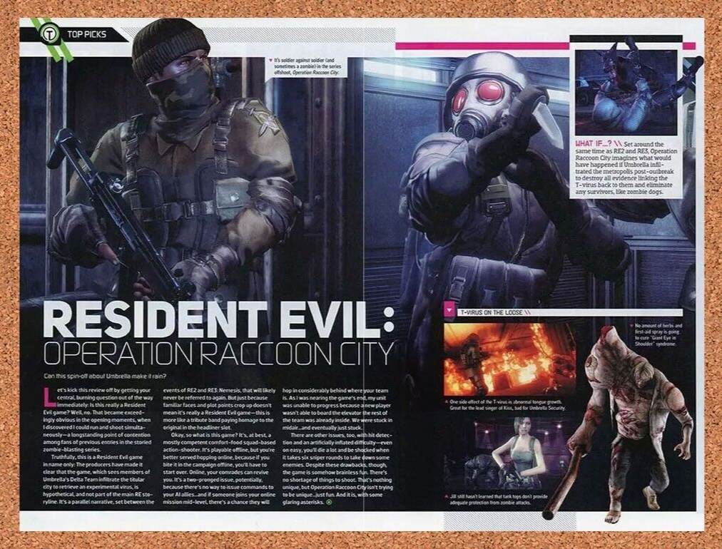 Resident Evil Raccoon City PS3 Original 2014 Ad Authentic Video Game Promo