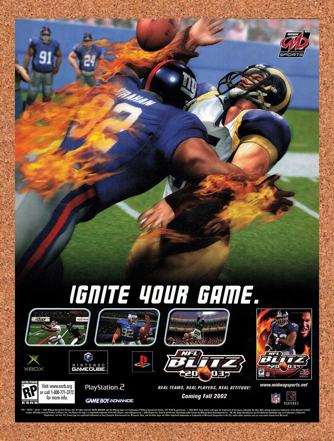 2002 NFL Blitz 2000 Xbox Original Advertisement / Retro Promo v3