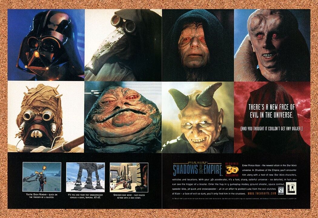 Star Wars Shadows Of The Empire PC Original 1997 Ad Authentic Video Game Promo