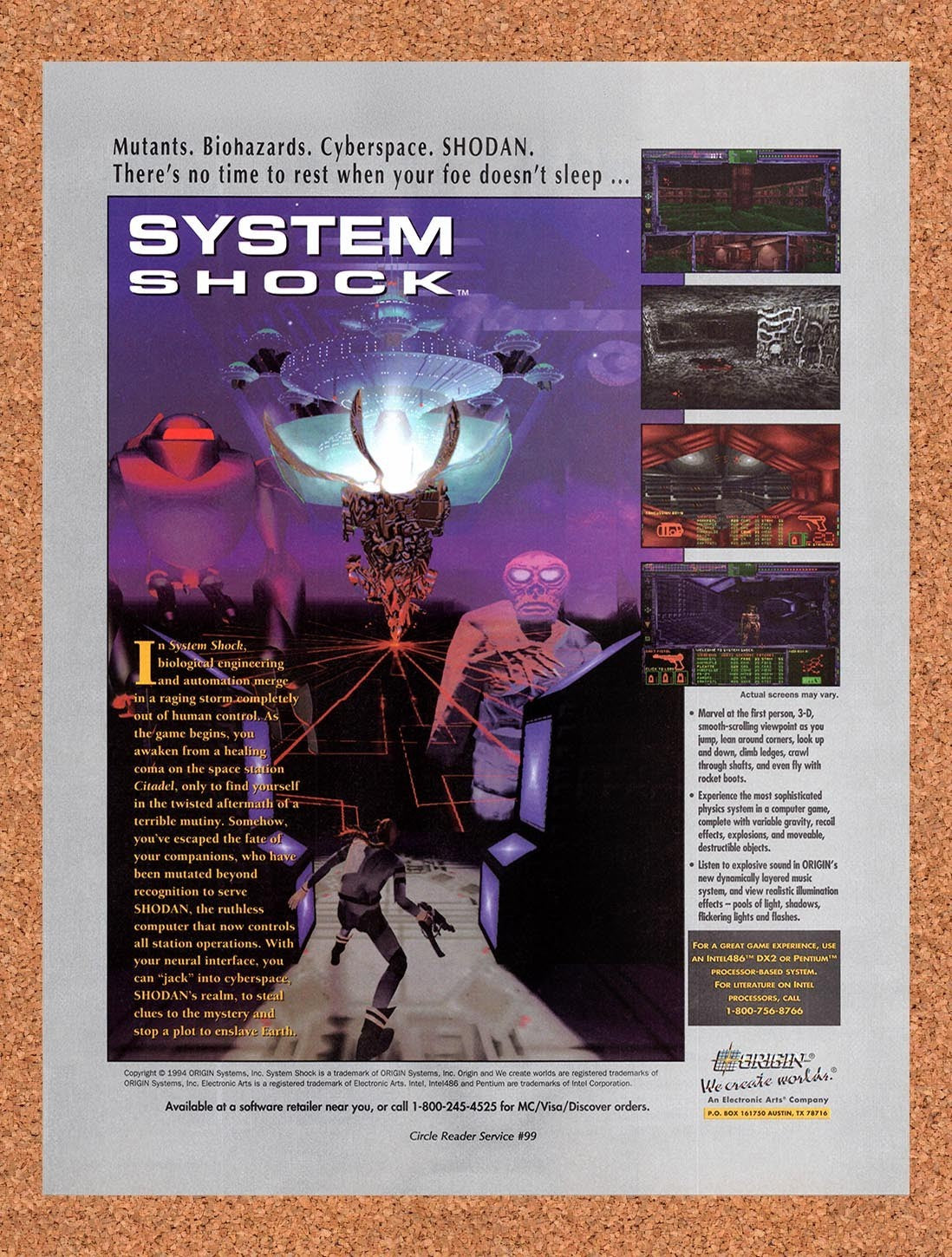 1994 System Shock PC Original Advertisement / Retro Promo v2