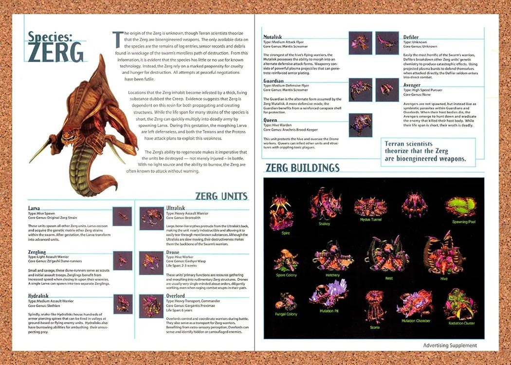 1997 StarCraft Zerg Overview Original Advertisement / Retro Promo vr3