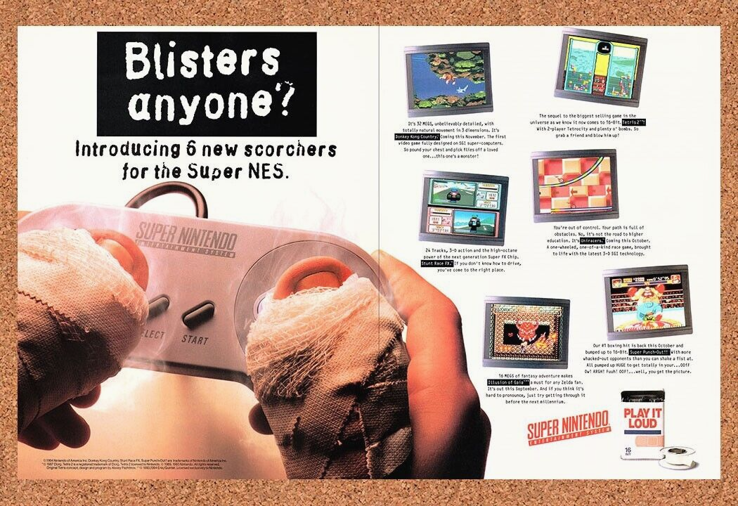 Super Nintendo Original 1994 Ad Authentic SNES Console Funny Video Game Promo