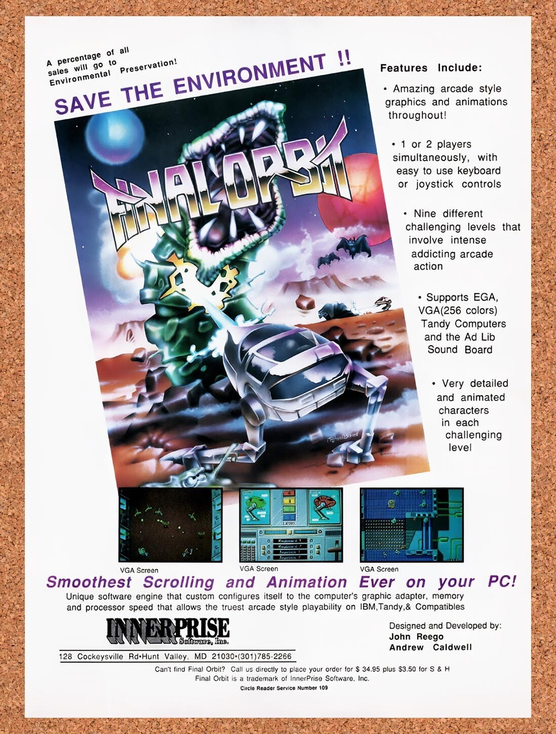 1990 Final Orbit Tandy Original Advertisement / Retro Wall Art v1