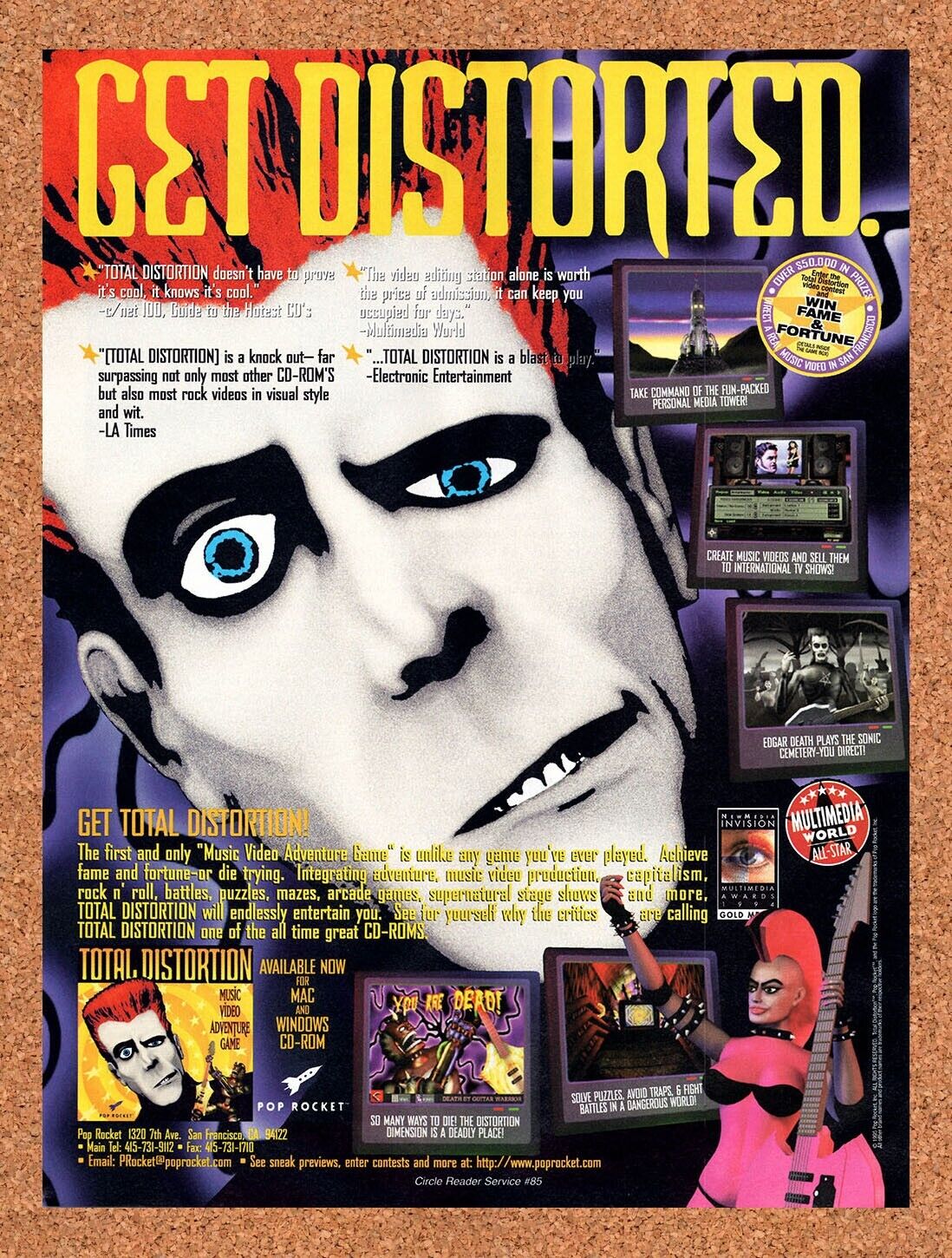 Get Distorted PC Original 1995 Vintage Ad - Video Game Promo