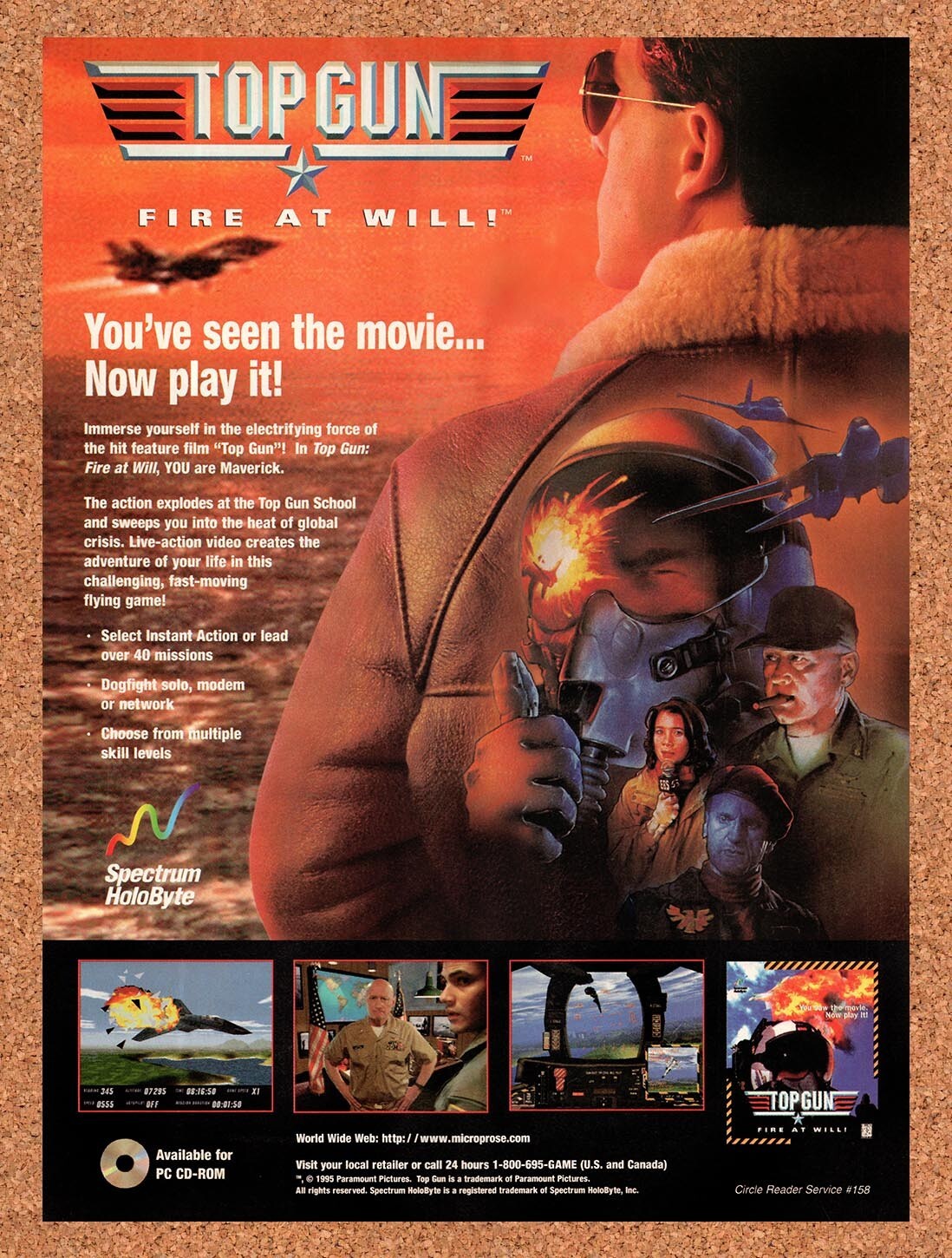 1995 Top Gun Fire At Will PC Original Advertisement / Retro Promo v2