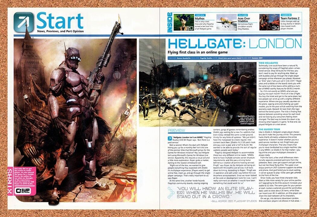 Hellgate London PC Original 2007 Vintage Ad - Video Game Review Wall Art Promo