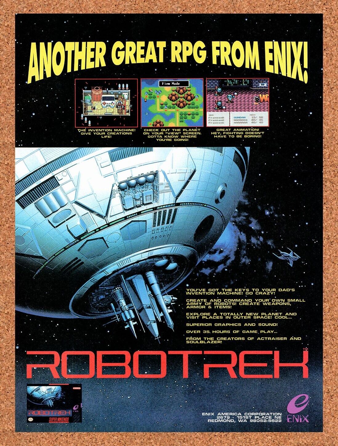 1994 Robotrek SNES Original Advertisement / Retro Wall Art v1