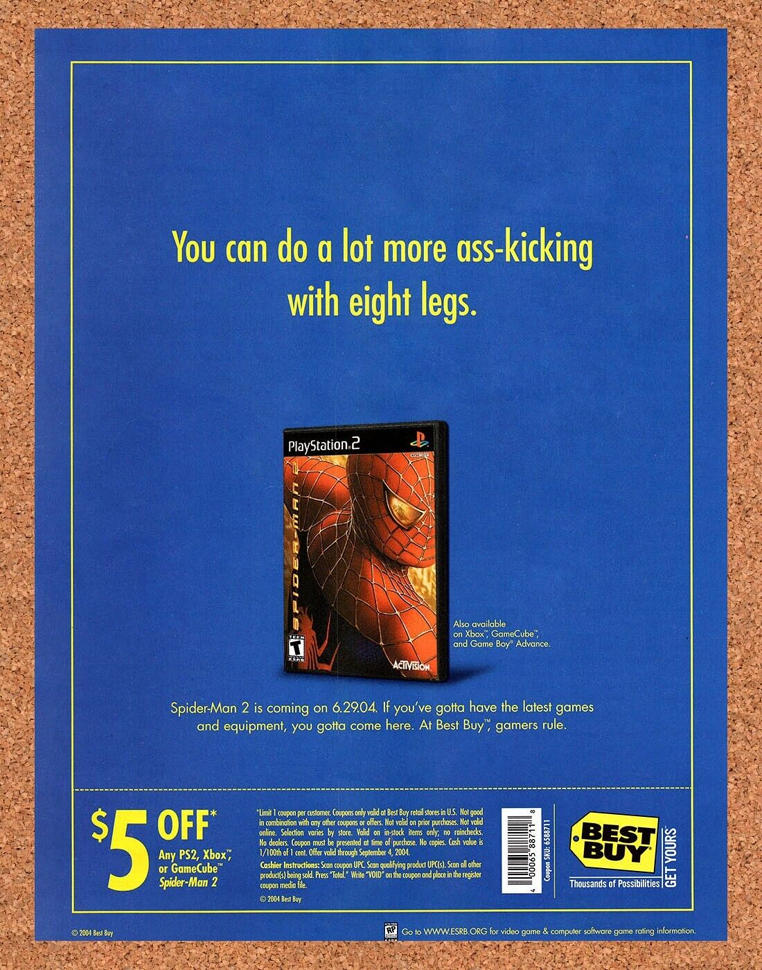 Spider-Man 2 PS2 Original 2004 Vintage Ad - Best Buy Video Game Rebate Promo