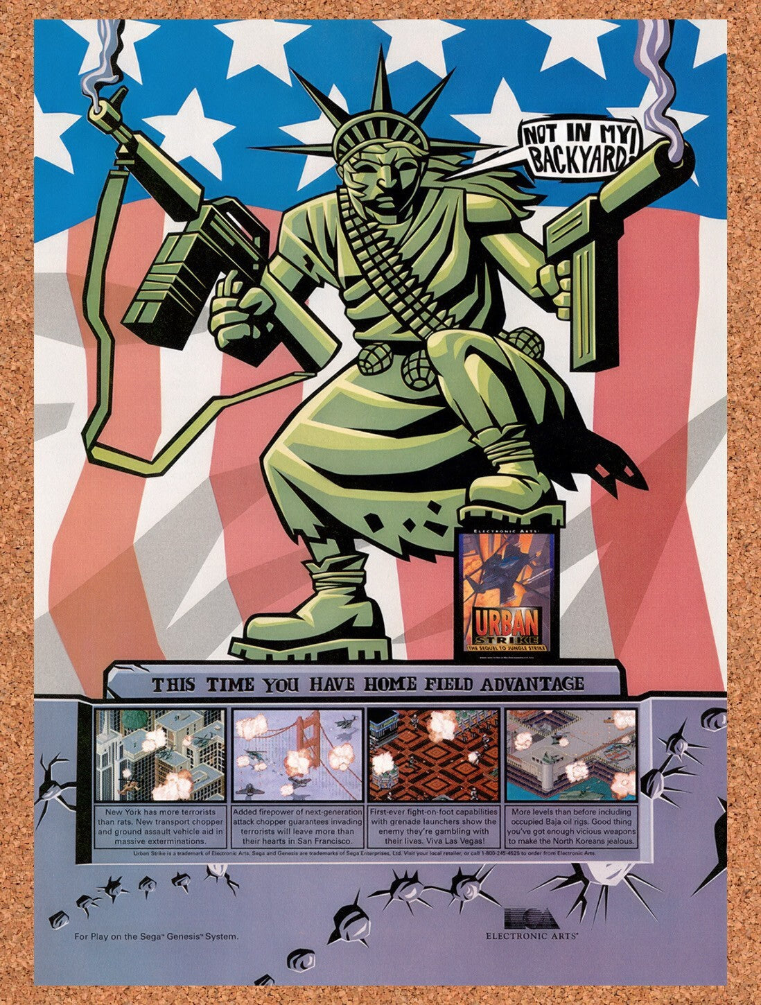 1994 Urban Strike Genesis Original Advertisement / Retro Wall Art v1