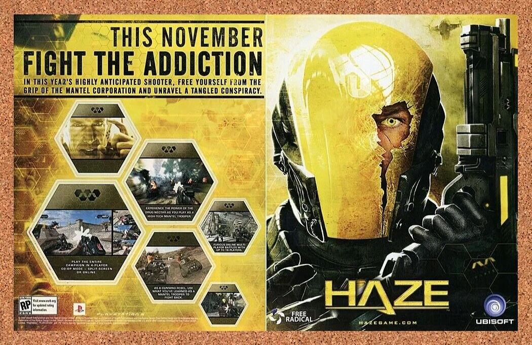 Haze PS3 Original 2008 Ad Authentic PlayStation FPS Video Game Promo