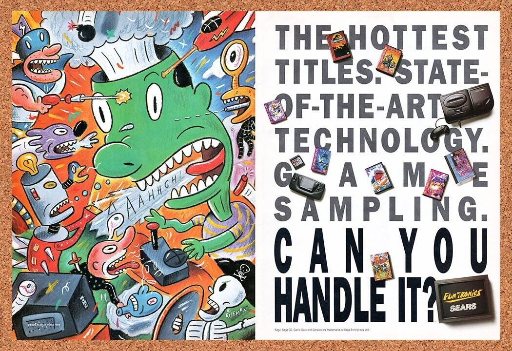 1993 Sears Funtronics Genesis Sega CD Original Advertisement / Retro Wall Art v2