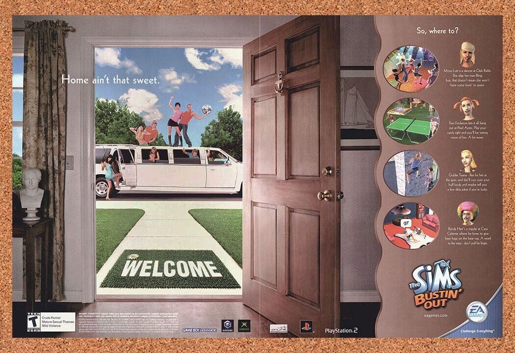 Original 2003 Sims Bustin' Out Vintage Print Ad - Video Game Promo Wall Art 2
