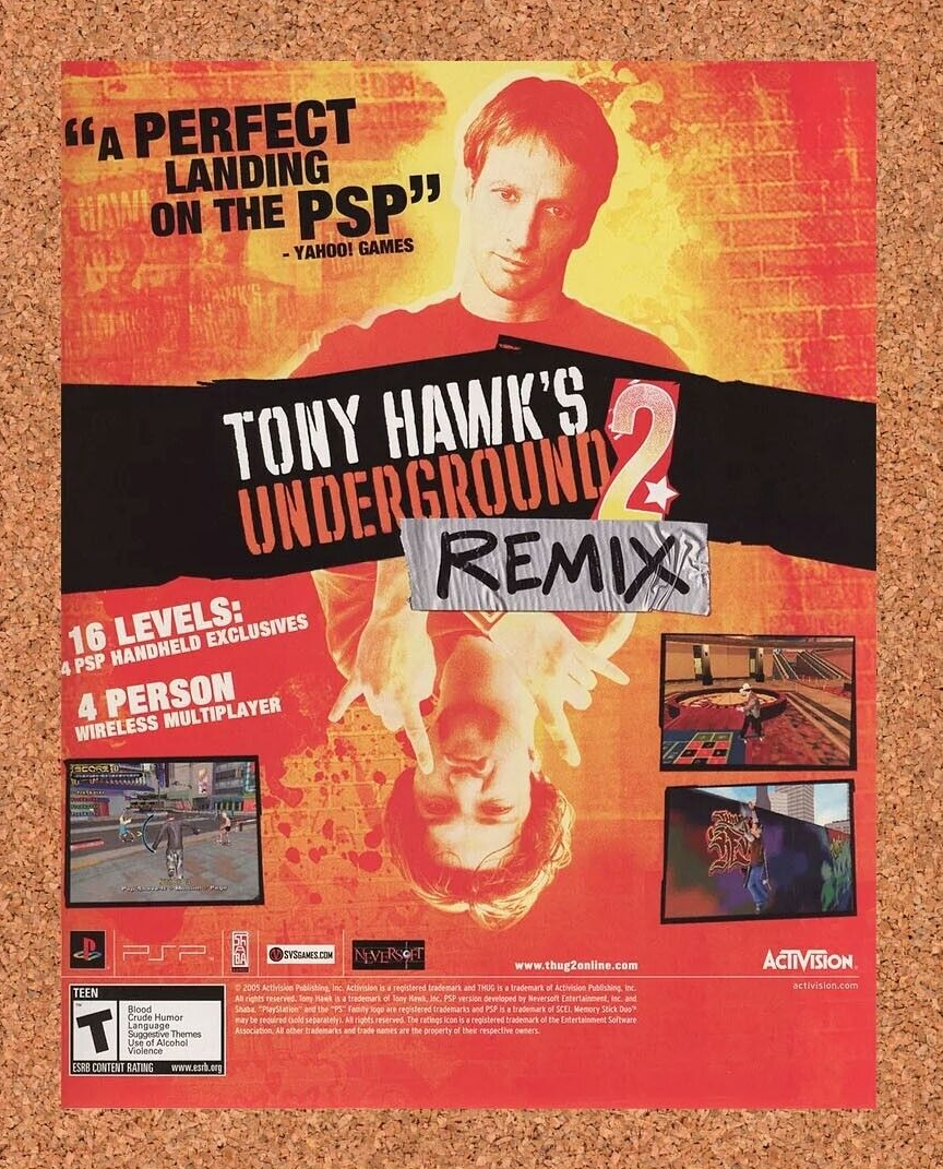 Tony Hawk's Underground 2 Remix PSP Original 2007 Ad Authentic Video Game Promo