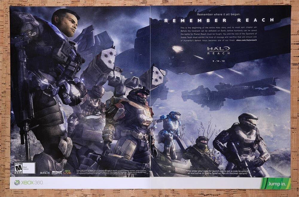 2010 Halo Reach Xbox 360 Original Advertisement / Retro Wall Art v1