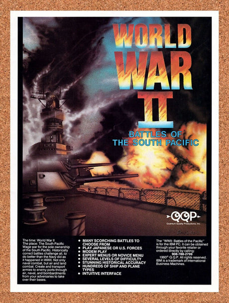 1993 World War II Battles Of The South Pacific IBM Original Ad / Wall Art v1