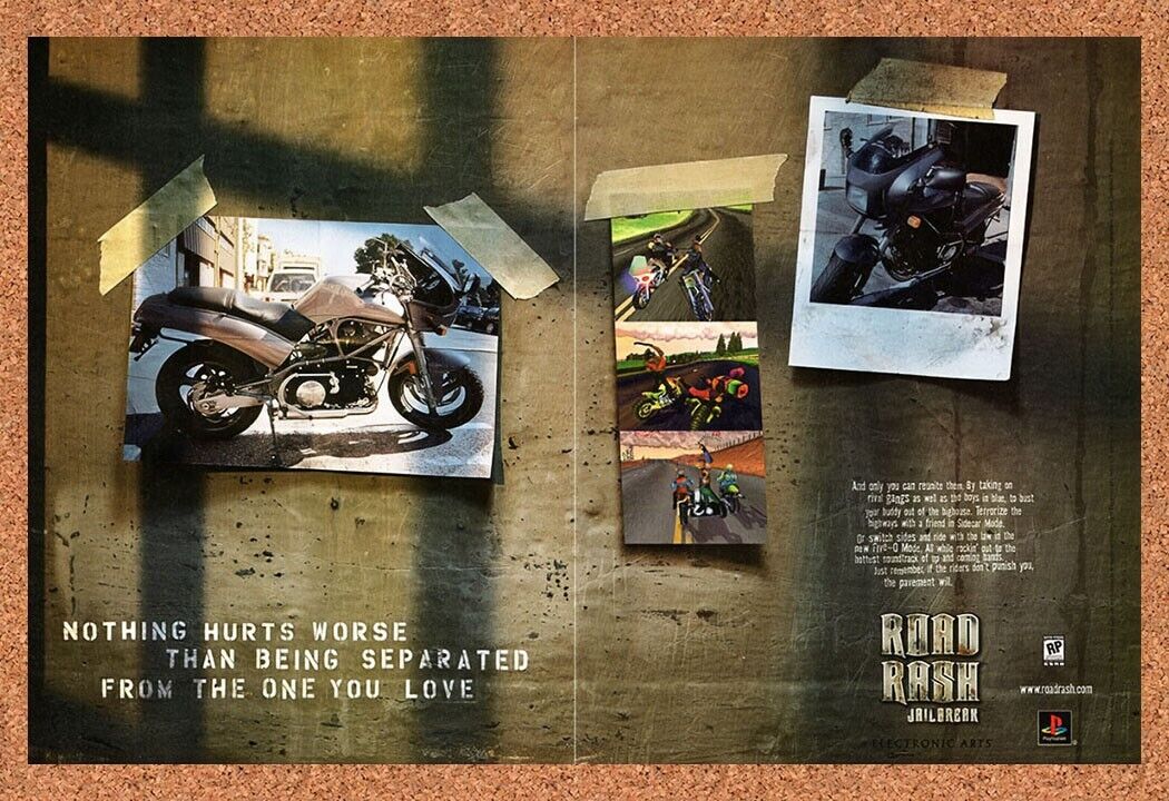 2000 Road Rash Jailbreak PS1 Original Advertisement / Retro Wall Art v2