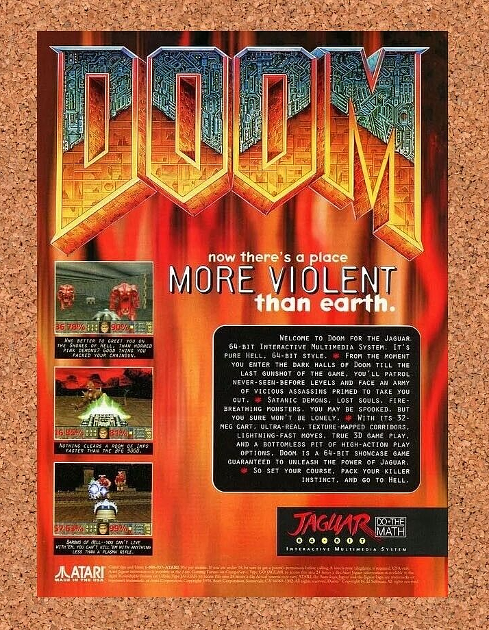 Doom Atari Jaguar Original 1995 Ad Authentic Horror FPS Video Game Promo