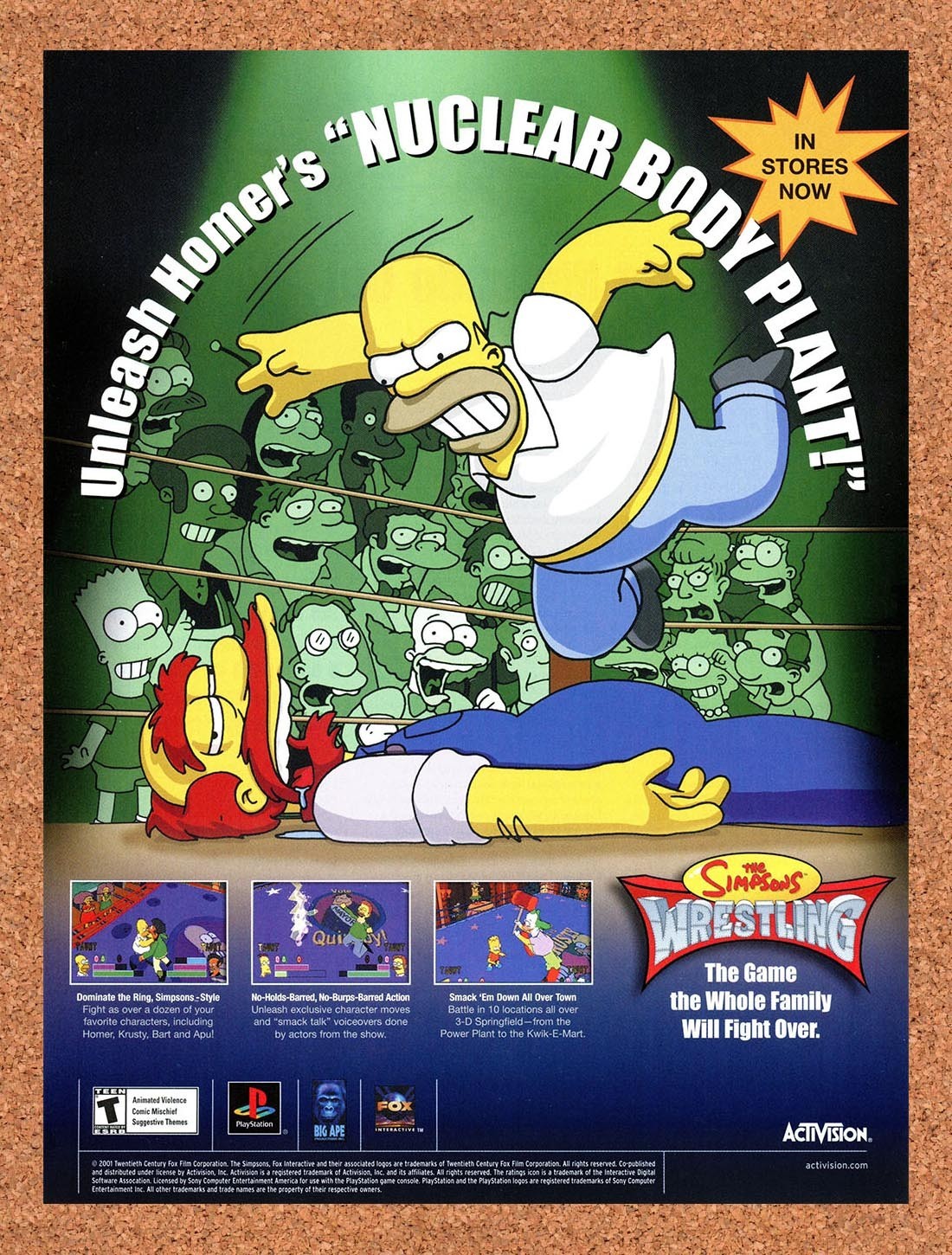 2001 Simpsons Wrestling PS1 Original Advertisement / Retro Promo v1