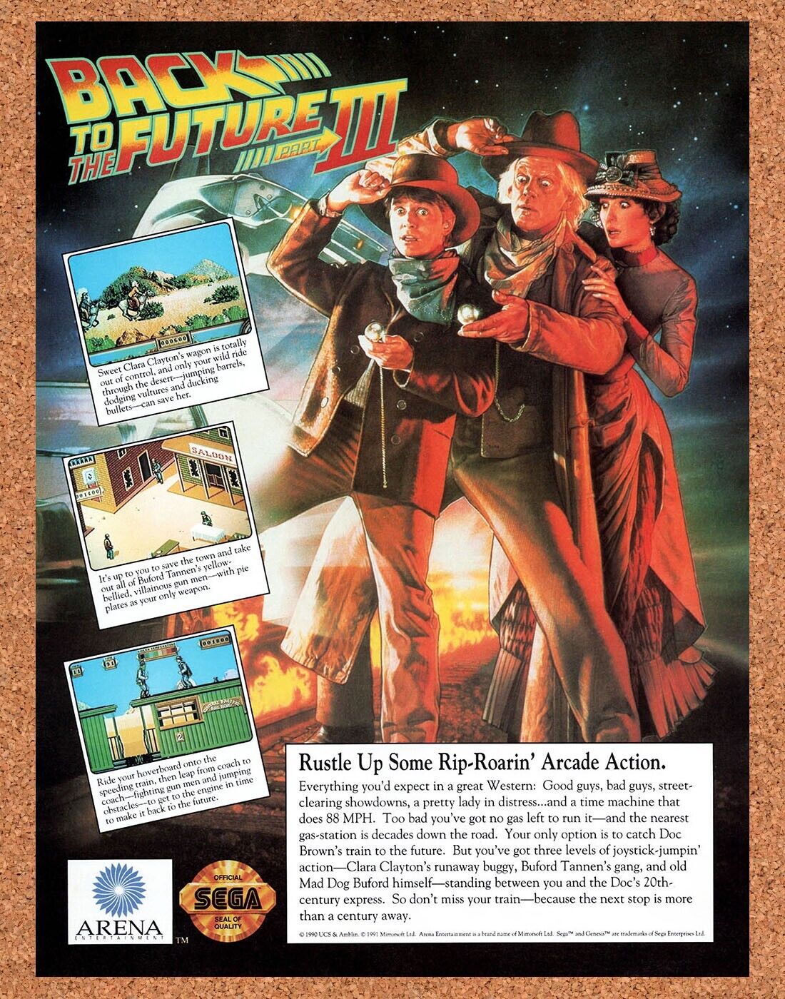 1991 Back To The Future III Genesis Original Advertisement / Retro Wall Art v2