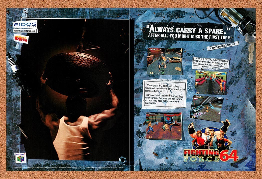 1999 Fighting Force 64 N64 Original Advertisement / Retro Promo v3