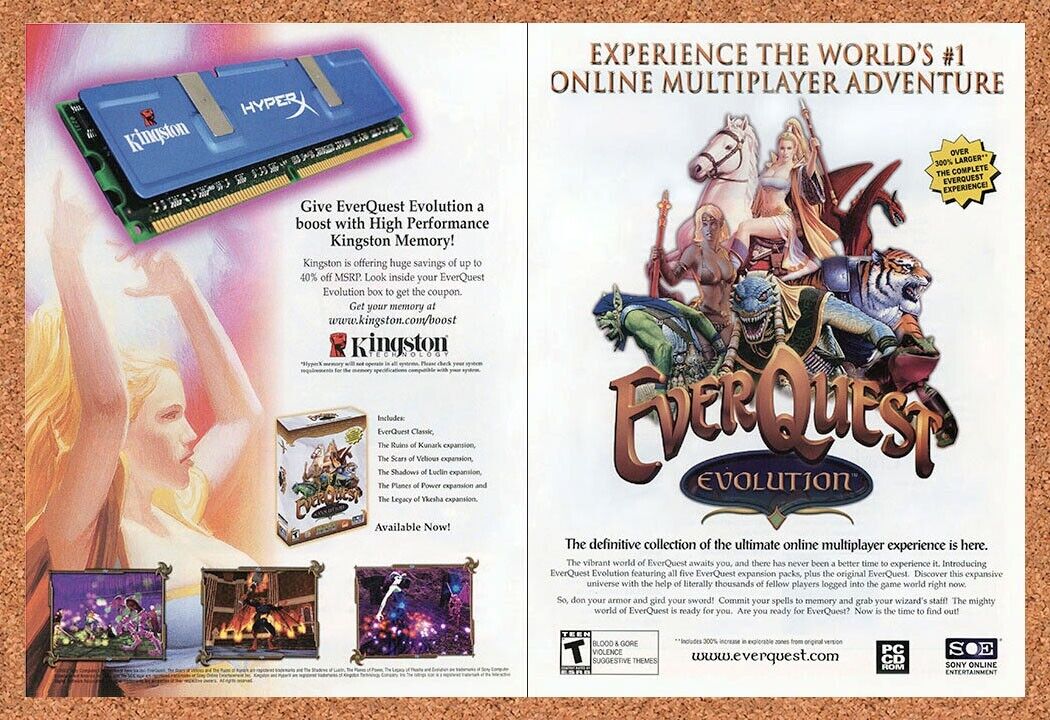 EverQuest Evolution PC Original 2003 Ad Authentic Kingston Memory Game Promo