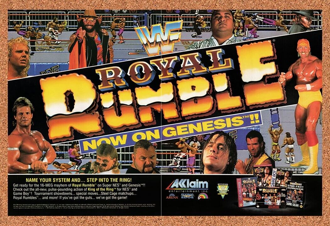 1992 WWF Royal Rumble Genesis Original Advertisement / Retro Wall Art v5