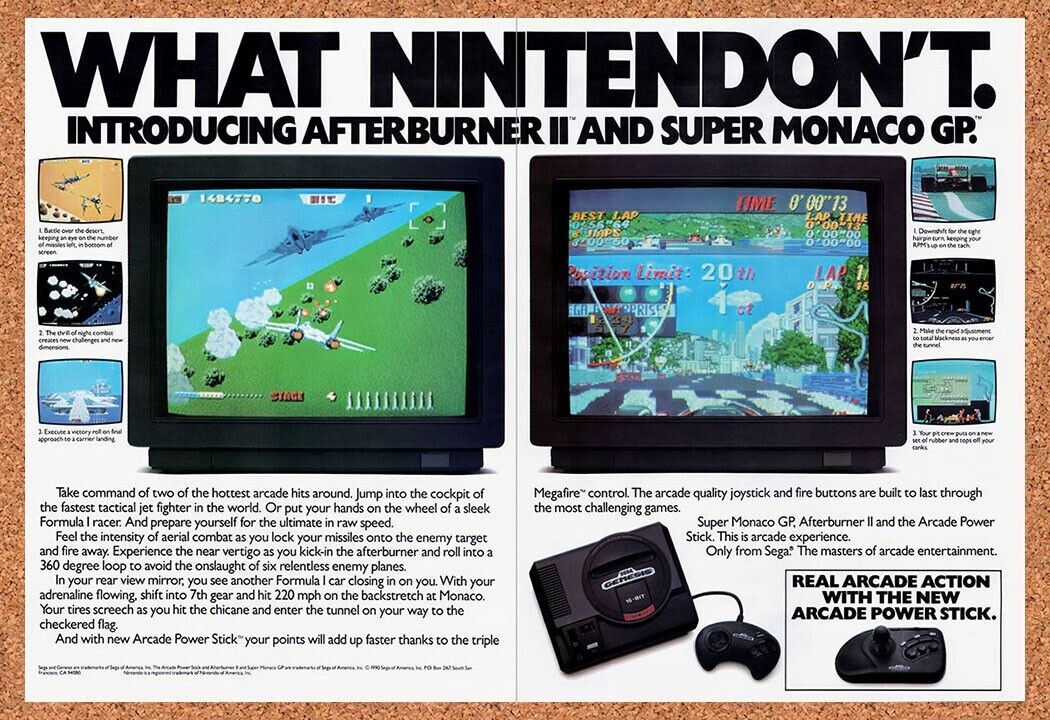 1990 Sega Genesis Afterburner Original Advertisement / Retro Wall Art v20