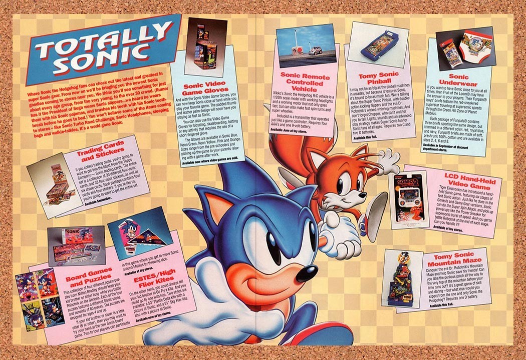 1993 Totally Sonic Sega Merch Original Advertisement / Retro Promo v1