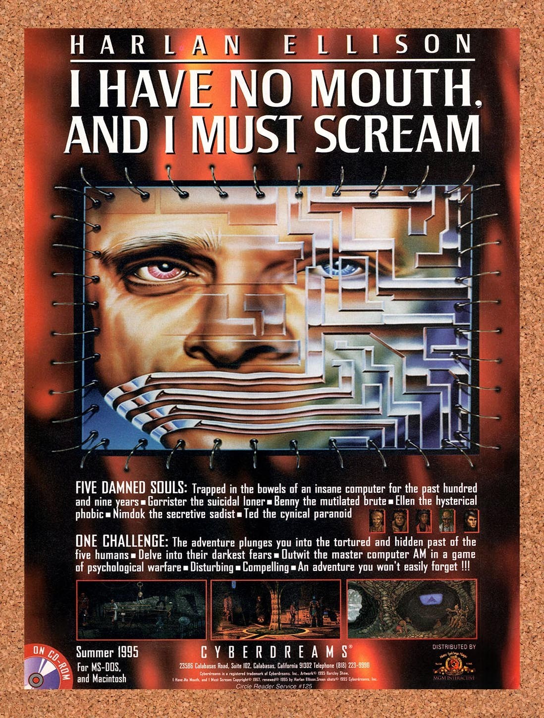 1995 I Have No Mouth And I Must Scream PC Original Advertisement / Promo v1