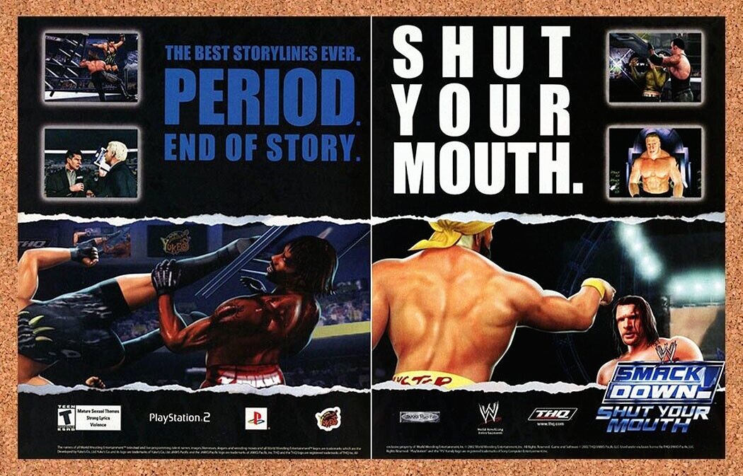 WWE Smackdown Shut Your Mouth PS2 Original 2003 Ad Authentic Video Game Promo