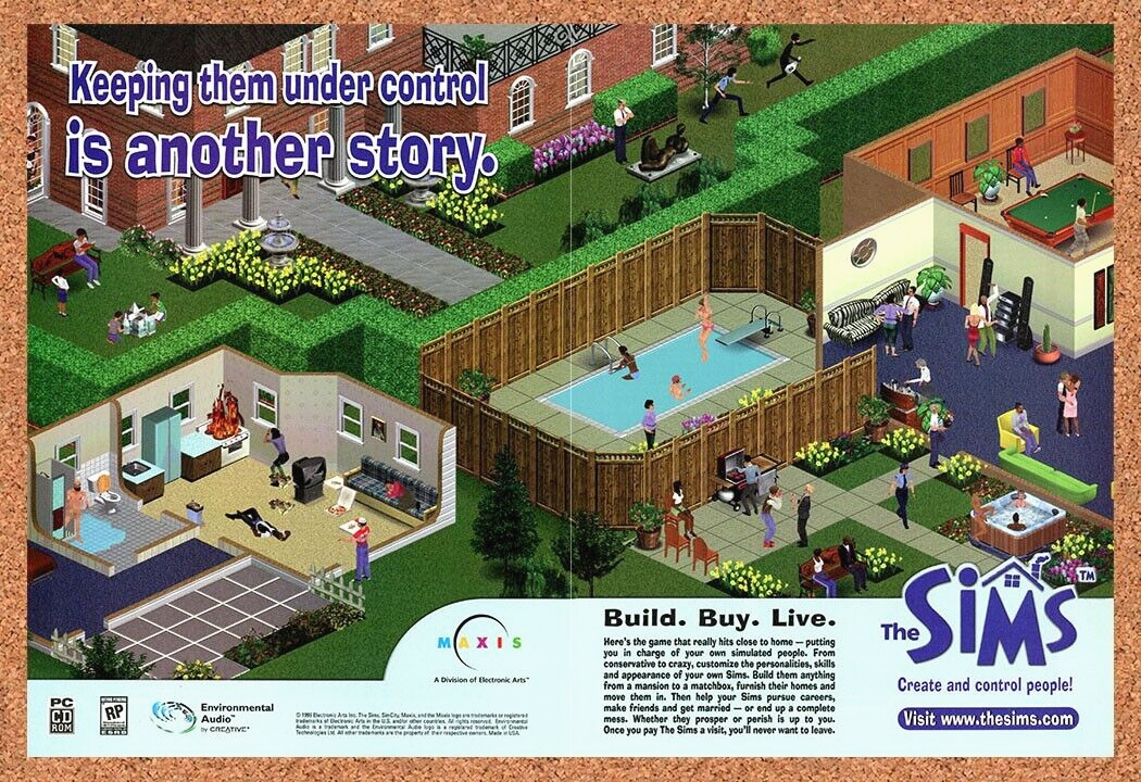 Sims PC Original 2002 Ad Print Authentic Funny Video Game Promo v1