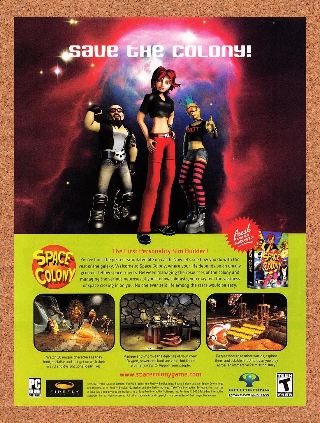 2003 Space Colony PC Original Advertisement / Retro Promo v1